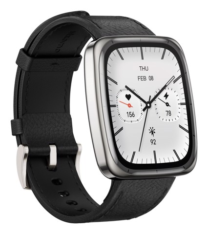 Amazfit Active 2 Square secondo cinturino rosso in silicone Vetro zaffiro con display AMOLED Pagamento contactless 5 sistemi satellitari & mappe offline Durata della batteria fino a 10 giorni