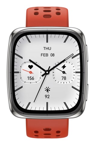 Amazfit Active 2 Square secondo cinturino rosso in silicone Vetro zaffiro con display AMOLED Pagamento contactless 5 sistemi satellitari & mappe offline Durata della batteria fino a 10 giorni