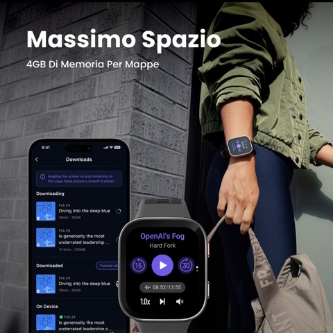 Amazfit Bip Max 5,26 cm (2.07") AMOLED Digitale 432 x 514 Pixel Touch screen Blu Wi-Fi GPS (satellitare)