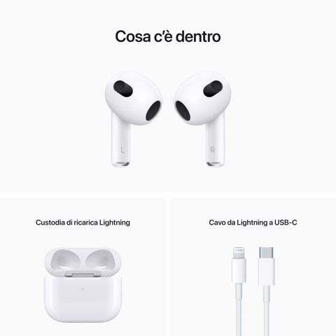 Apple AirPods (terza generazione) con custodia di ricarica Lightning
