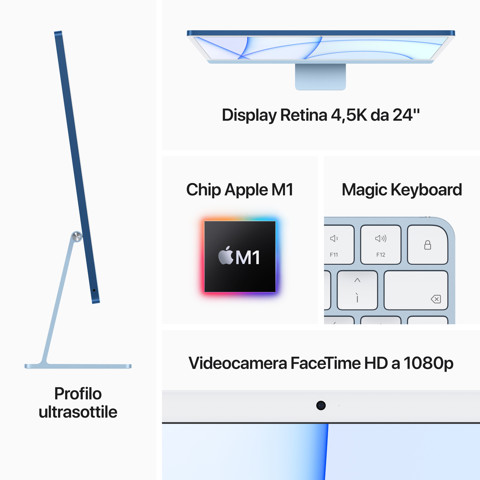 Apple iMac 24" con display Retina 4.5K (Chip M1 con GPU 7-core, 256GB SSD) - Rosa (2021)