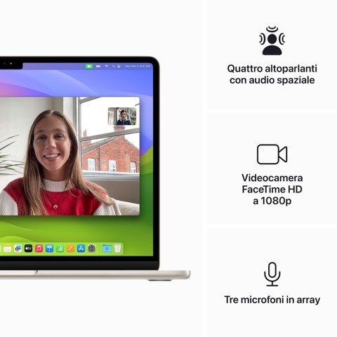 Apple MacBook Air 13": Chip M2 con CPU 8-core e GPU 8‑core, 256GB SSD - Galassia