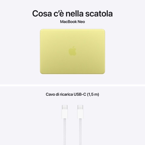 Apple MacBook Neo 13"A18 Pro chip 6‑core CPU 5‑core GPU 8GB 256GB SSD - Giallo agrume