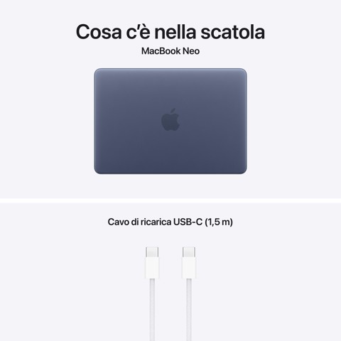 Apple MacBook Neo 13"A18 Pro chip 6‑core CPU 5‑core GPU 8GB 256GB SSD - Indaco