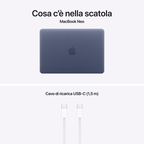 Apple MacBook Neo 13"A18 Pro chip 6‑core CPU 5‑core GPU 8GB 256GB SSD - Indaco