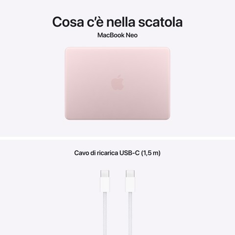 Apple MacBook Neo 13"A18 Pro chip 6‑core CPU 5‑core GPU 8GB 256GB SSD - Rosa pastello