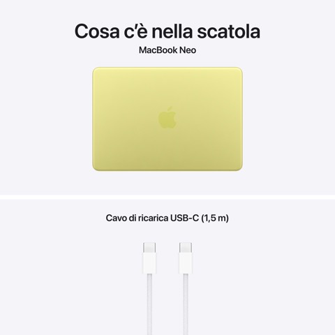 Apple MacBook Neo 13"A18 Pro chip 6‑core CPU 5‑core GPU 8GB 512GB SSD Touch ID - Giallo agrume