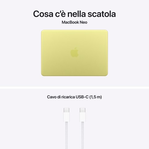 Apple MacBook Neo 13"A18 Pro chip 6‑core CPU 5‑core GPU 8GB 512GB SSD Touch ID - Giallo agrume