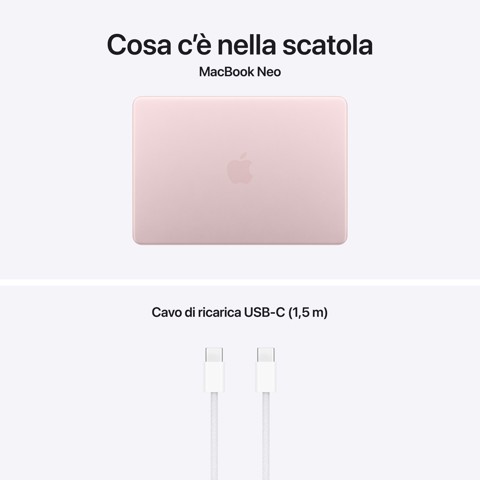 Apple MacBook Neo 13"A18 Pro chip 6‑core CPU 5‑core GPU 8GB 512GB SSD Touch ID - Rosa pastello