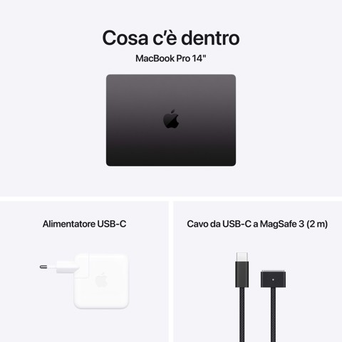 Apple MacBook Pro 14": Chip M4 Pro con cpu 14 core e gpu 20 core, 1TB SSD - Nero siderale