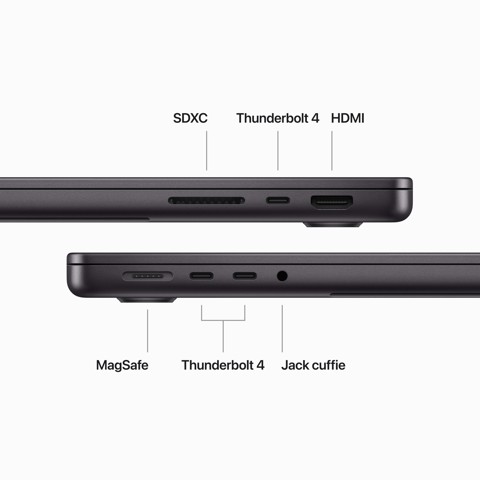 Apple MacBook Pro 14'' M3 Pro chip con 12‑core CPU e 18‑core GPU, 1TB SSD - Nero Siderale