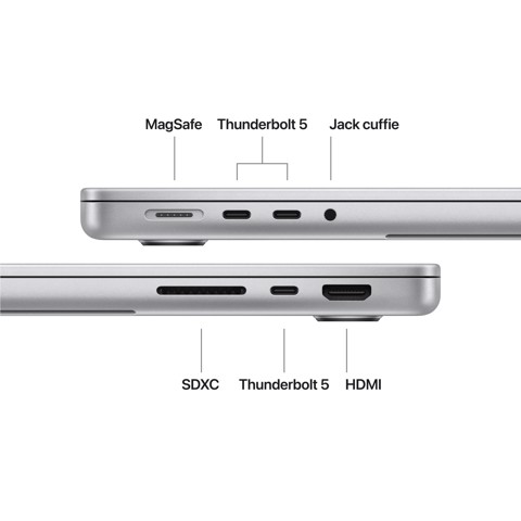 Apple MacBook Pro 14" M5 Pro chip 15‑core CPU 16‑core GPU, 24GB, 1TB SSD - Argento