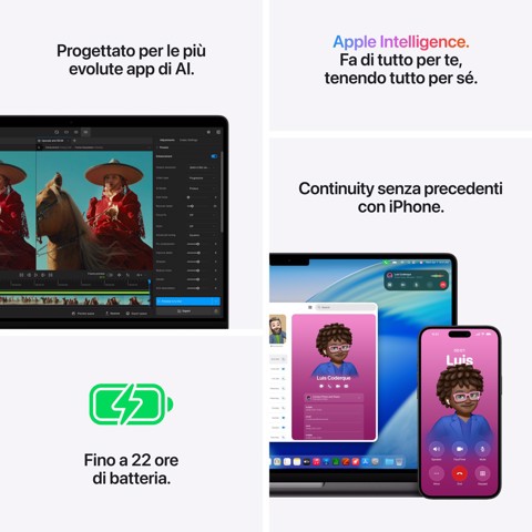 Apple MacBook Pro 14" M5 Pro chip 15‑core CPU 16‑core GPU, 24GB, 2TB SSD - Nero siderale