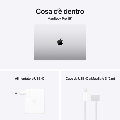Apple MacBook Pro 16": Chip M4 Max con cpu 14 core e gpu 32 core, 1TB SSD - Argento