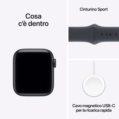 Apple Watch SE (3nd generation) SE 3 GPS 40mm Cassa Alluminio Mezzanotte con Sport Band Mezzanotte - M/L