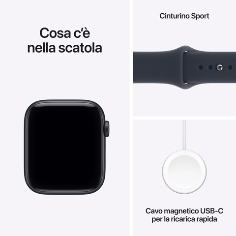 Apple Watch SE (3nd generation) SE 3 GPS, Cassa 44 mm in alluminio mezzanotte con Cinturino Sport blu marino - S/M