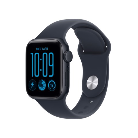 Apple Watch SE (3nd generation) SE 3 GPS + Cellular, Cassa 40 mm in alluminio mezzanotte con Cinturino Sport blu marino - M/L