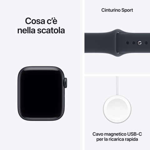 Apple Watch SE (3nd generation) SE 3 GPS + Cellular, Cassa 40 mm in alluminio mezzanotte con Cinturino Sport blu marino - M/L