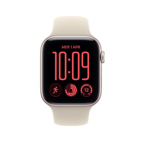 Apple Watch SE (3nd generation) SE 3 GPS + Cellular, Cassa 44 mm in alluminio galassia con Cinturino Sport sabbia - M/L