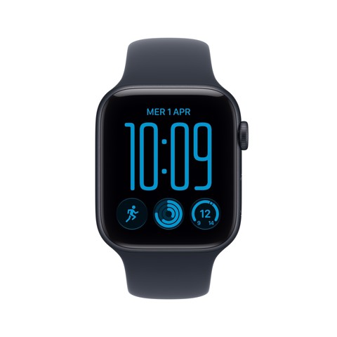 Apple Watch SE (3nd generation) SE 3 GPS + Cellular, Cassa 44 mm in alluminio mezzanotte con Cinturino Sport blu marino - S/M