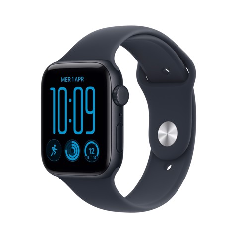 Apple Watch SE (3nd generation) SE 3 GPS + Cellular, Cassa 44 mm in alluminio mezzanotte con Cinturino Sport blu marino - M/L