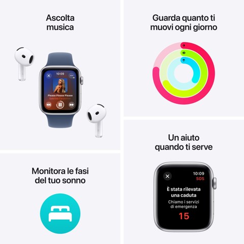 Apple Watch SE GPS 40mm Cassa Alluminio Mezzanotte con Inchiostro Sport Loop