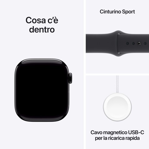 Apple Watch Series 10 Serie 10 GPS 42mm Cassa in Alluminio color Jet Black con Nero Sport Band - S/M