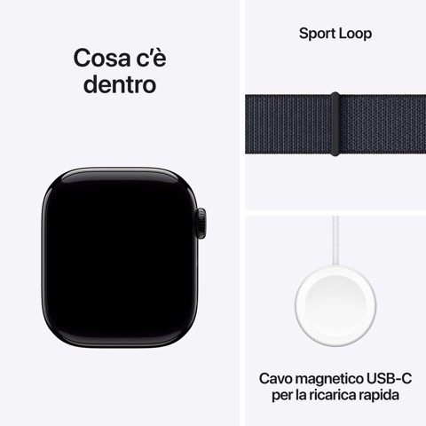Apple Watch Series 10 Serie 10 GPS 42mm Cassa in Alluminio color Jet Black con Sport Loop