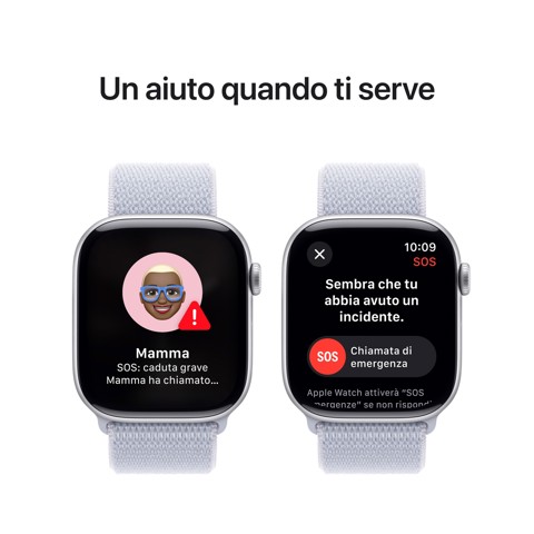 Apple Watch Series 10 Serie 10 GPS 46mm Cassa in Alluminio Color Argento con Blu tempesta Sport Loop