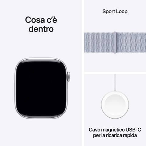 Apple Watch Series 10 Serie 10 GPS 46mm Cassa in Alluminio Color Argento con Blu tempesta Sport Loop