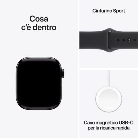 Apple Watch Series 11 GPS 42mm Cassa Alluminio Jet Black con Sport Band Nero - M/L