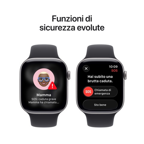 Apple Watch Series 11 GPS 46mm Cassa Alluminio Grigio Siderale con Sport Band Nero - M/L