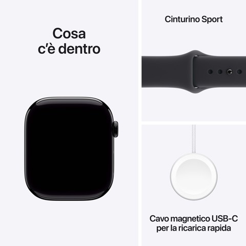 Apple Watch Series 11 GPS 46mm Cassa Alluminio Jet Black con Sport Band Nero - M/L