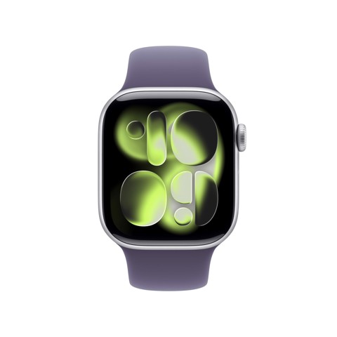 Apple Watch Series 11 GPS + Cellular 42mm Cassa Alluminio Argento con Sport Band Viola Nebbia - S/M