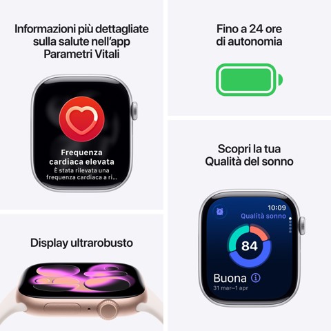 Apple Watch Series 11 GPS + Cellular 42mm Cassa Alluminio Grigio Siderale con Sport Band Nero - S/M