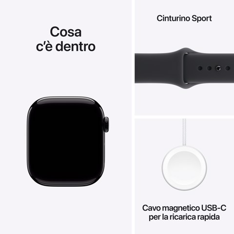 Apple Watch Series 11 GPS + Cellular 42mm Cassa Alluminio Jet Black con Sport Band Nero - M/L