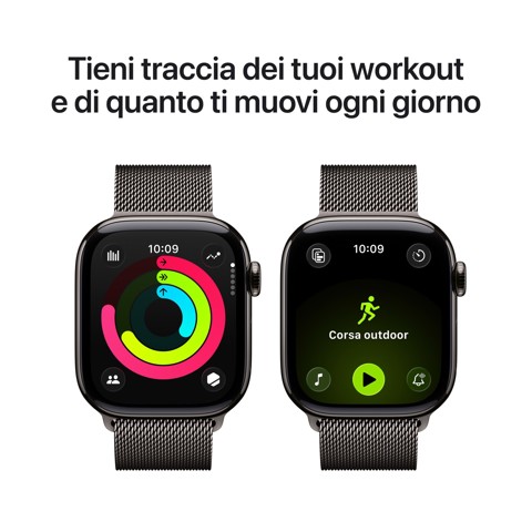 Apple Watch Series 11 GPS + Cellular 42mm Cassa Titanio Ardesia con Loop Milanese Ardesia