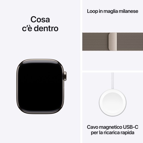 Apple Watch Series 11 GPS + Cellular 42mm Cassa Titanio con Loop in maglia Milanese