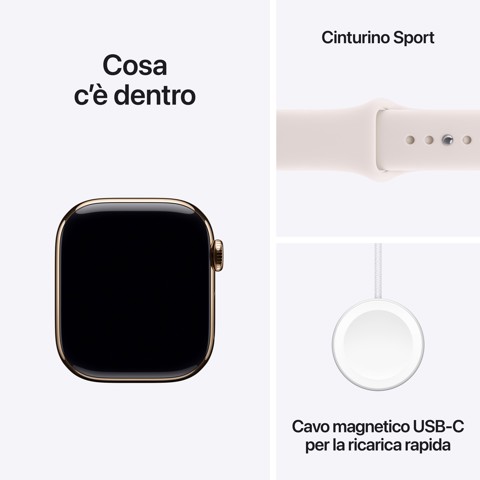 Apple Watch Series 11 GPS + Cellular 42mm Cassa Titanio Oro con Band Rosa Fard - M/L