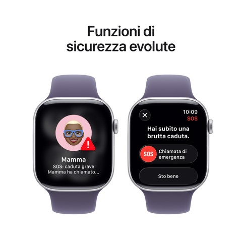 Apple Watch Series 11 GPS + Cellular 46mm Cassa Alluminio Argento con Sport Band Viola Nebbia - S/M