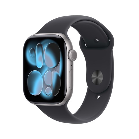 Apple Watch Series 11 GPS + Cellular 46mm Cassa Alluminio Grigio Siderale con Sport Band Nero - S/M