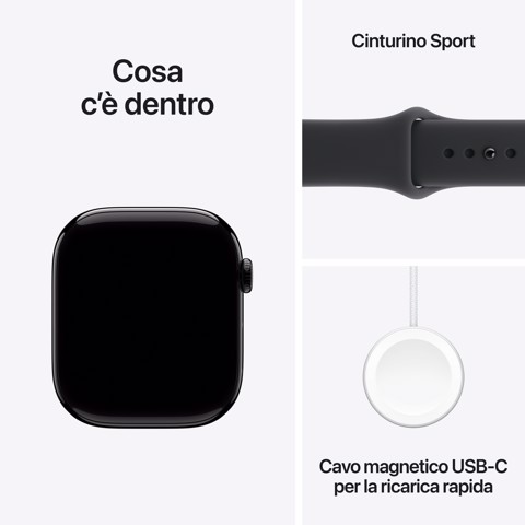 Apple Watch Series 11 GPS + Cellular 46mm Cassa Alluminio Jet Black con Sport Band Nero - M/L