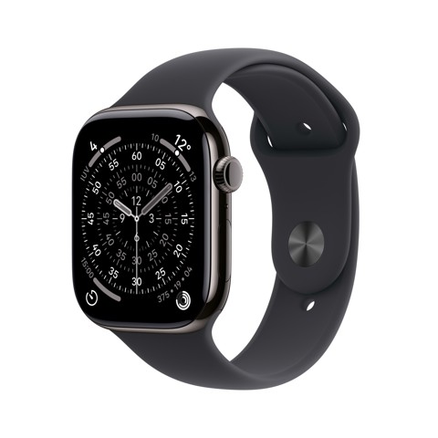 Apple Watch Series 11 GPS + Cellular 46mm Cassa Titanio Ardesia con Sport Band Nero - M/L