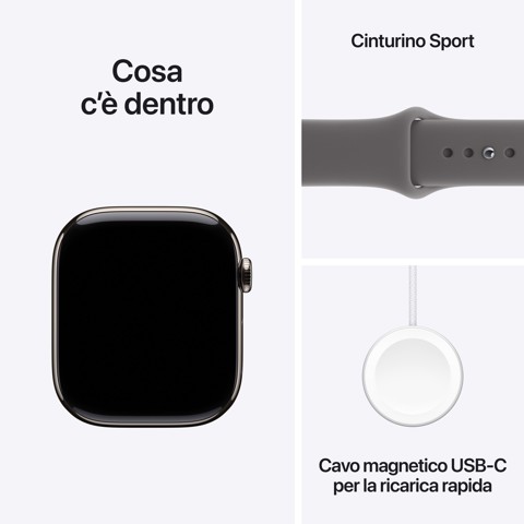 Apple Watch Series 11 GPS + Cellular 46mm Cassa Titanio con Band Grigio Pietra - M/L