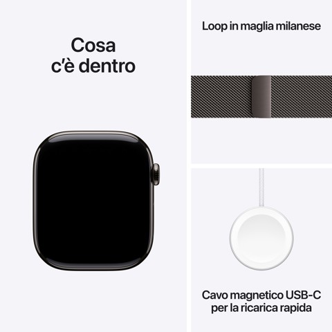 Apple Watch Series 11 Serie 10 GPS + Cellular 46mm Cassa in Titanio con Stone Grey Sport Band - S/M