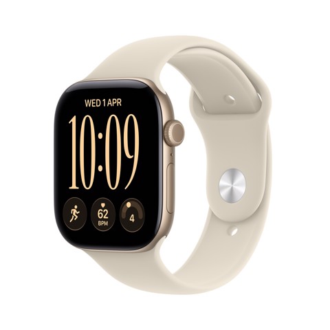 Apple Watch Series 12 GPS, cassa 42 mm in alluminio color oro chiaro con cinturino Sport sabbia - S/M