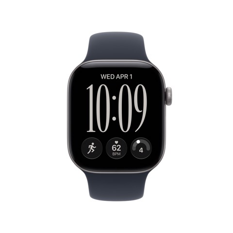 Apple Watch Series 12 GPS, cassa 42 mm in alluminio grigio siderale con cinturino Sport blu marino - S/M