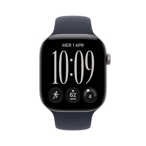 Apple Watch Series 12 GPS, cassa 46 mm in alluminio grigio siderale con cinturino Sport blu marino - M/L