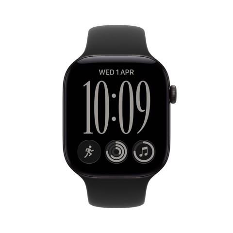Apple Watch Series 12 GPS, cassa 46 mm in alluminio nero con cinturino Sport nero - S/M