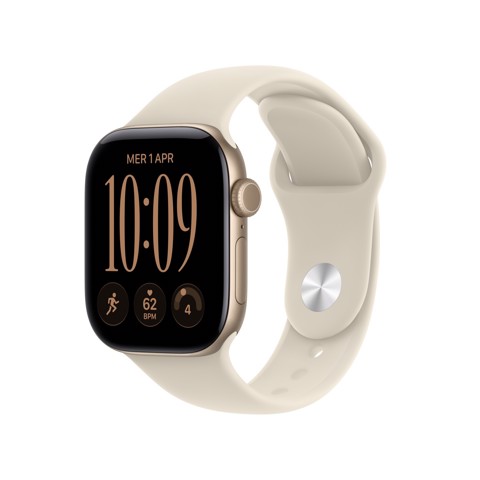 Apple Watch Series 12 GPS + Cellular, cassa 42 mm in alluminio color oro chiaro con cinturino Sport sabbia - M/L